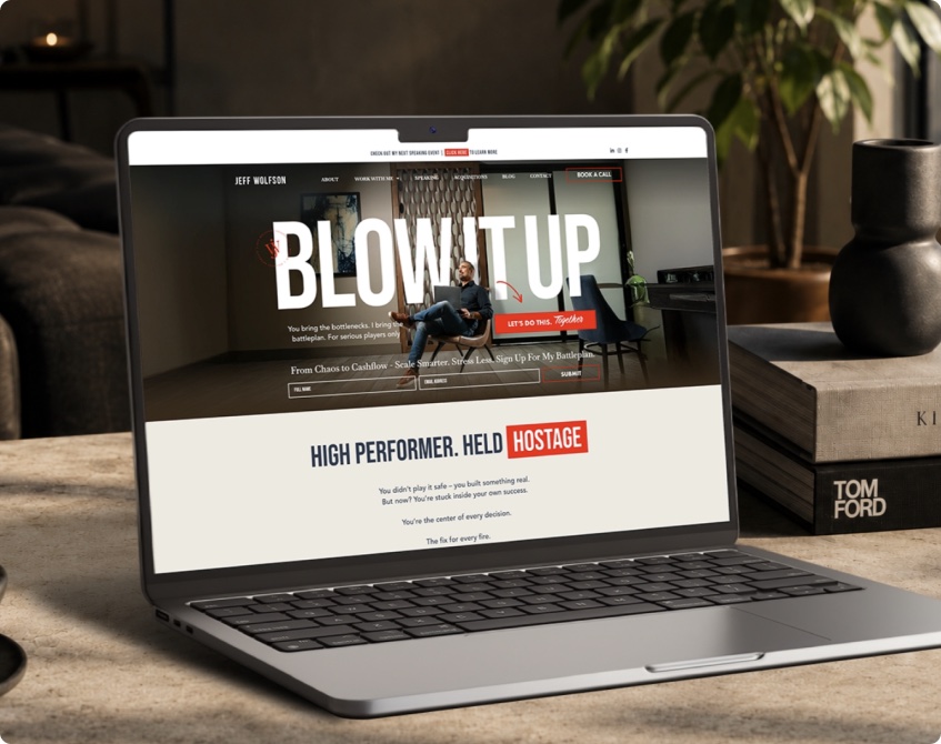 Jeff Wolfson website on a laptop